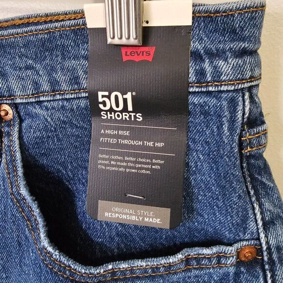 NWT LEVIS 501 original high rise shorts dark Denim - Picture 13 of 16